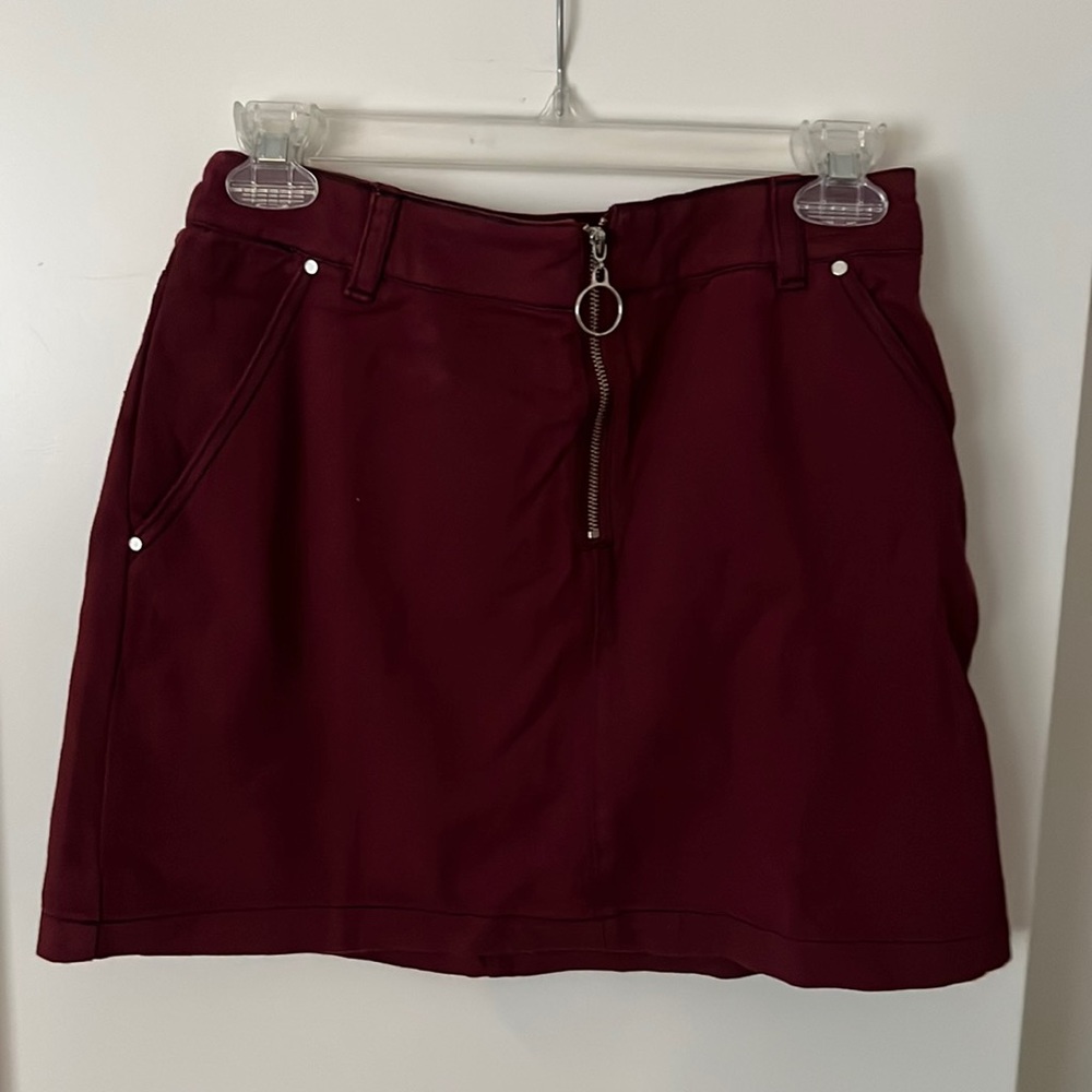NWT Francesca’s Burgundy Denim Mini